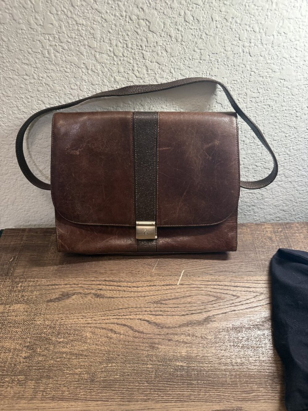 Mark Cross Vintage Brown Leather Flap Shoulder Bag Silver Clasp Crossbody